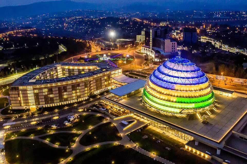 Rwanda Parliament Building at night